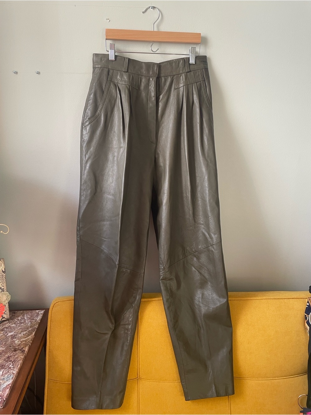 Leather Olive Green pant